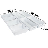 Schubladen Organizer 5 cm hoch - 8 Teile - 50x38x5 cm - in 2 Größen - Schminktisch - Schubladen Ordnungssystem Aufbewahrungsbox Box